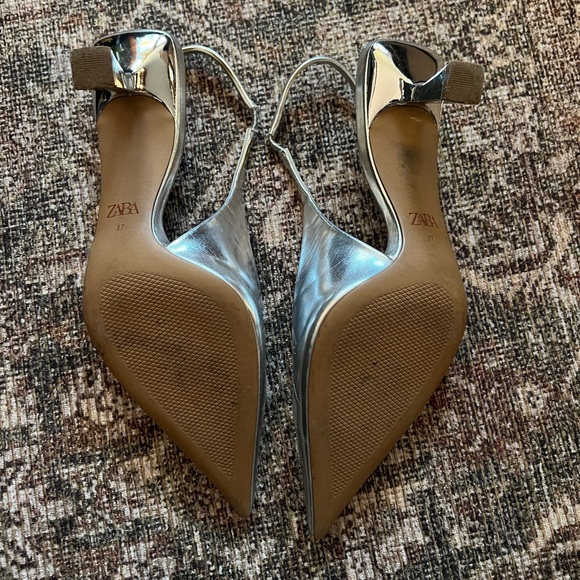 Zara Metallic Slingback Heels - Picture 4 of 4